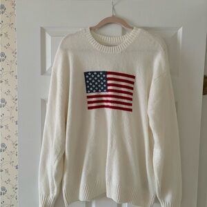 Hollister Comfy Cloud American Flag Graphic Crew Sweater
